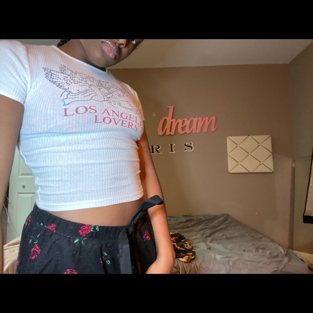 Cheer up/baby angel short sleeve crop top